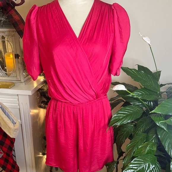 fab'rik Vibrant Pink Wrap Romper - Picture 1 of 8